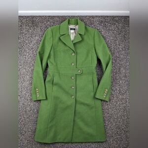 Vintage 2005 J Crew Topcoat Overcoat Wool Green Long Womens Size 4
